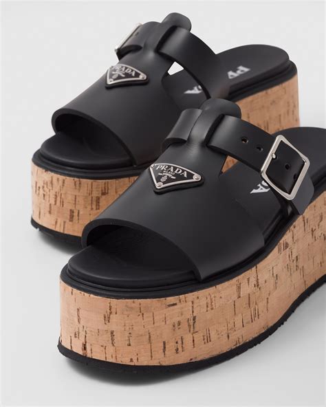 prada rubber slide|Prada platform sandals.